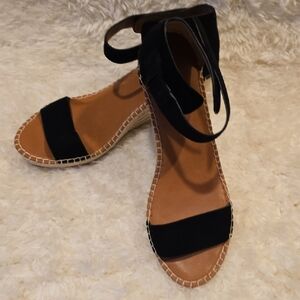 Gentle Souls Charli Black Espadrille Ankle Sandal